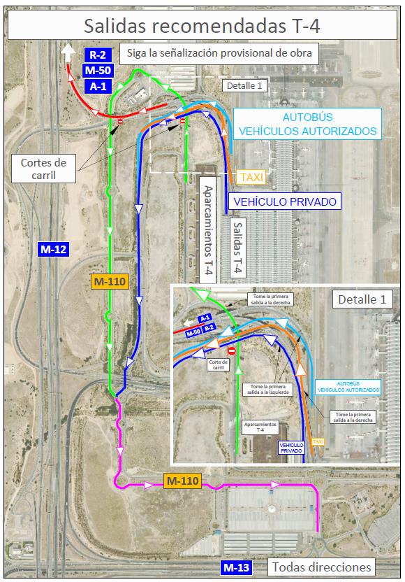 El acceso a Barajas por la R-2 y M-12, afectado desde este miércoles por el puente que conecta con Valdebebas