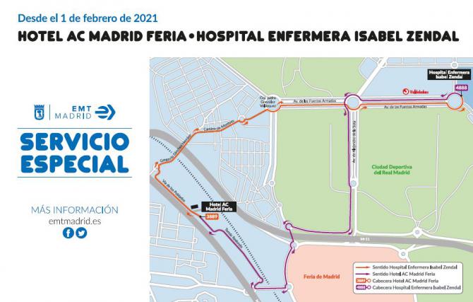 La EMT pone en marcha un nuevo servicio especial gratuito al Hospital Enfermera Isabel Zendal