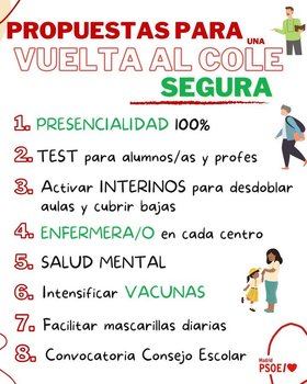 PSOE-Madrid insiste en que la vuelta a las aulas tiene que ser totalmente presencial, garantizando la seguridad