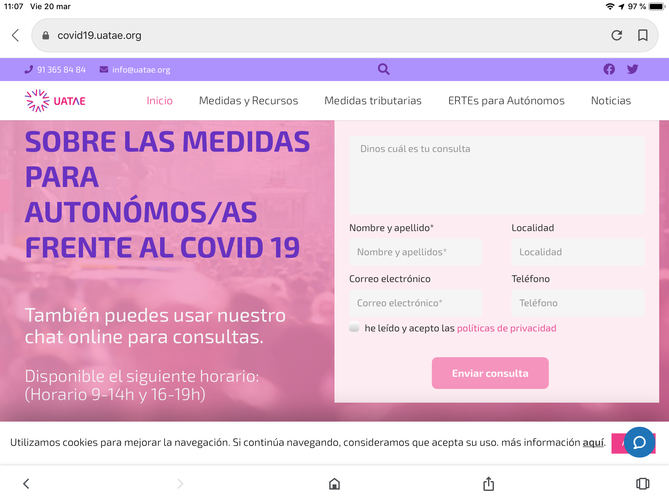Un servicio de 'chat online' y una web específica para los autónomos afectados por la crisis del coronavirus