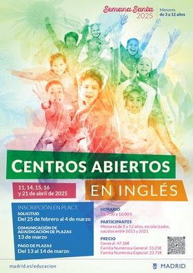 Además, en Chamartín se suman las 100 plazas de los Centros Abiertos en Inglés de Semana Santa que el Ayuntamiento de Madrid oferta, concretamente en el CEIP Isaac Albéniz.