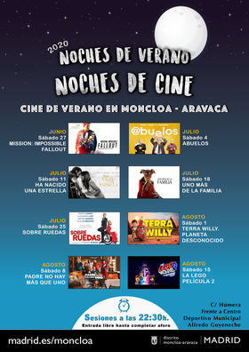 Por primera vez se podrá disfrutar de cine de verano al aire libre en la calle Humera frente al Centro Deportivo Municipal Alfredo Goyeneche.