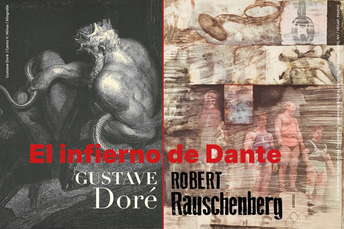 Una exposición que reúne por primera vez en un mismo espacio las series completas dedicadas al Infierno de 'La Divina comedia': 76 xilografías de Gustave Doré y 35 litografías offset de Robert Rauschenberg. Un total de 111 piezas, creadas en dos épocas y lenguajes artísticos diferentes, comisariada por Lola Durán Úcar.