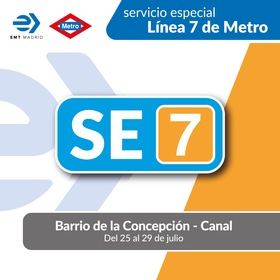 Un servicio especial de la EMT funcionará, del 25 al 29 de julio, entre Concepción y Canal por las obras de la L7 de Metro