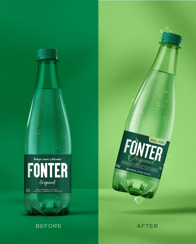 Elegancia y modernidad para Fonter, la marca centenaria de agua con gas de Danone