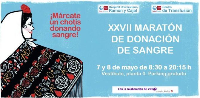 El Hospital Universitario Ramón y Cajal acoge los días 7 y 8 de mayo una nueva edición de su tradicional maratón de donación de sangre, con un guiño especial a la festividad de San Isidro, patrón de Madrid.