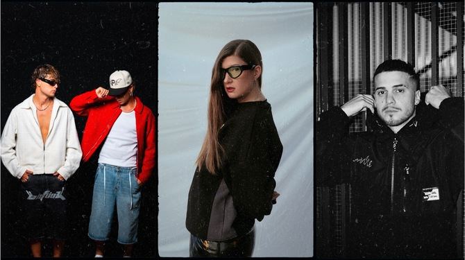 Cada uno de estos 'big five' invitará a compartir escenario y concierto a artistas a los que quieren contribuir a promocionar. Aissa a Grauu, Sara Socas a Caverg, Anthony Z a Sabah, Kyne a Alberdi y We$t Dubai a Beauty Pikete. En la imagen, de izquierda a derecha, Monzo, Safree y Shoren.