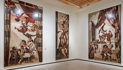 Los murales, actualmente expuestos al público en el espacio expositivo de la Ciudad Financiera del Grupo Santander, en el municipios de Boadilla del Monte, fueron pintados entre 1929 y 1930 con óleo y pan de plata sobre lienzo.