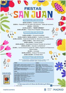La junta municipal ha organizado un programa participativo y para todas las edades, junto a las asociaciones vecinales. Las actividades se celebrarán del 20 al 22 de junio, en la calle de Narváez, entre Doce de Octubre e Ibiza.