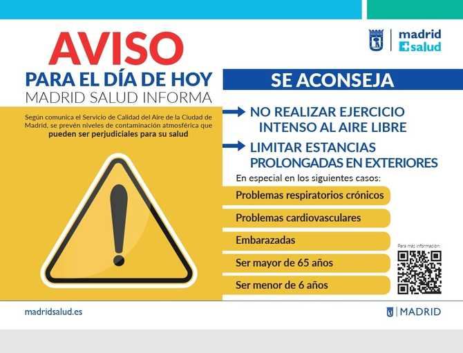 Sugieren limitar el tiempo en el exterior, especialmente para colectivos de riesgo como personas con problemas respiratorios, cardiovasculares, embarazadas, mayores de 65 y menores de seis años.