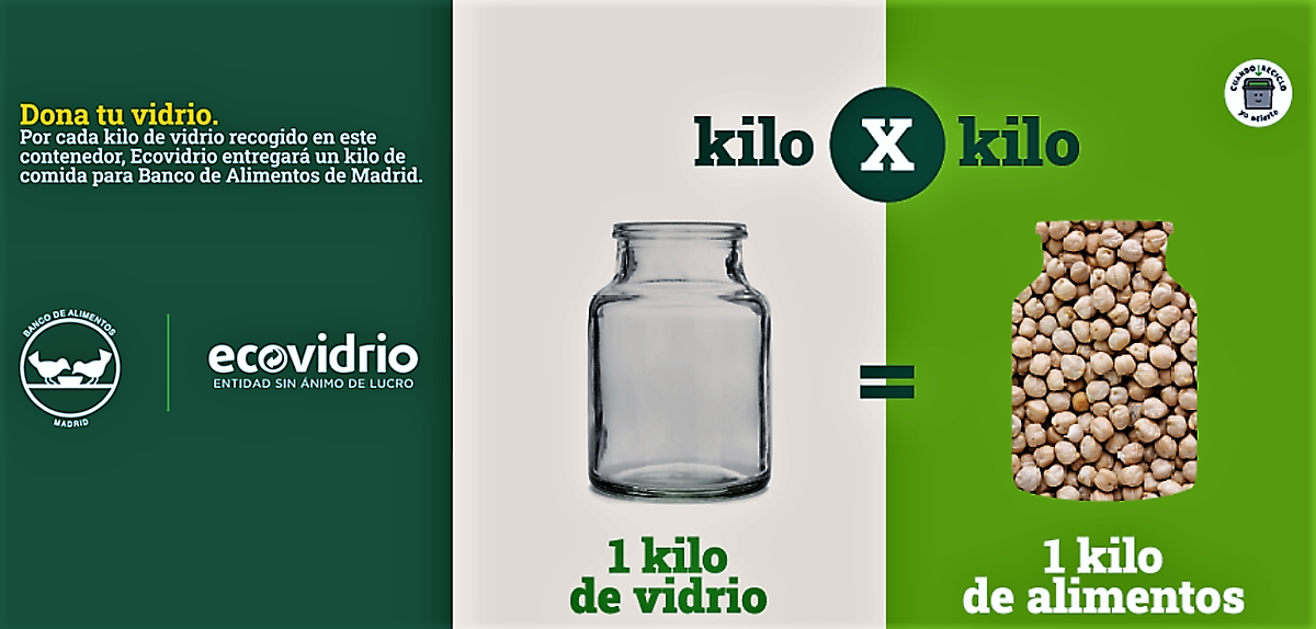 Ecovidrio donará al Banco de Alimentos un kilo de comida por cada kilo de vidrio reciclado