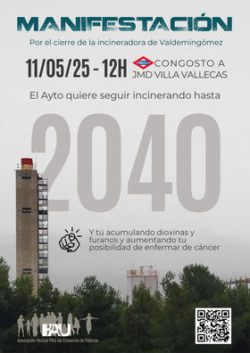 La asociación, que junto a la FRAVM lleva más de 20 años peleando por el cierre de la incineradora, ha organizado una marcha este domingo, 11 de mayo.