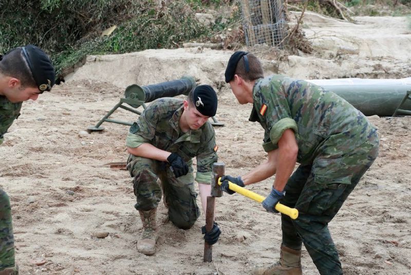 Trabajos Ejercito en la zona cero afectada por la DANA en Madrid